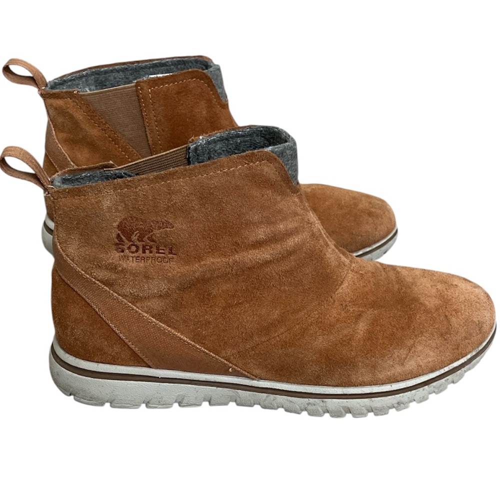 Sorel Elk Cozy‎ Boot Clog Pull On Shoe Brown Nubuck Leather Suede Chestnut 7.5